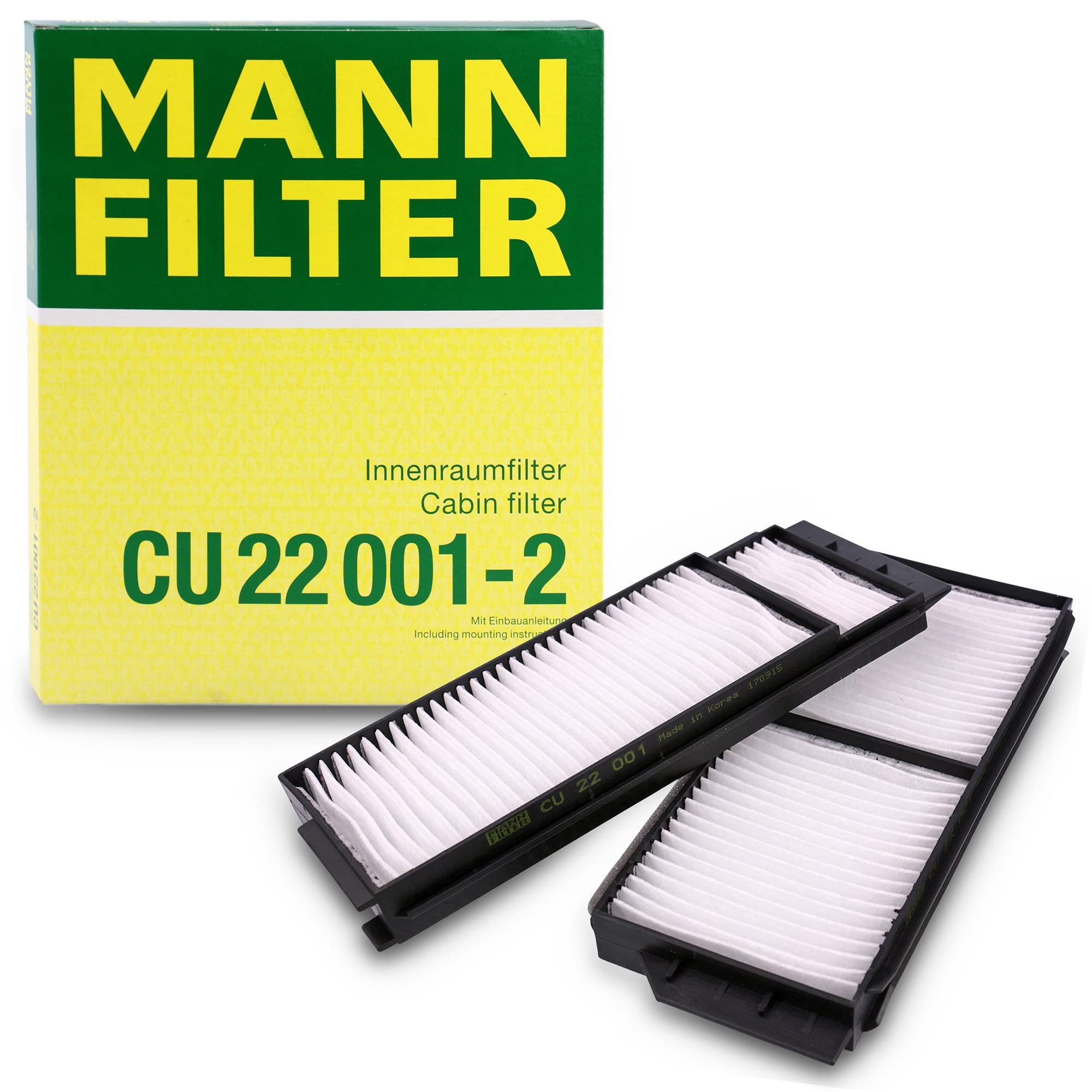 MANN-FILTER CU 22 001-2 Cabin Air Filter (set of 2) - for Cars + Transporters