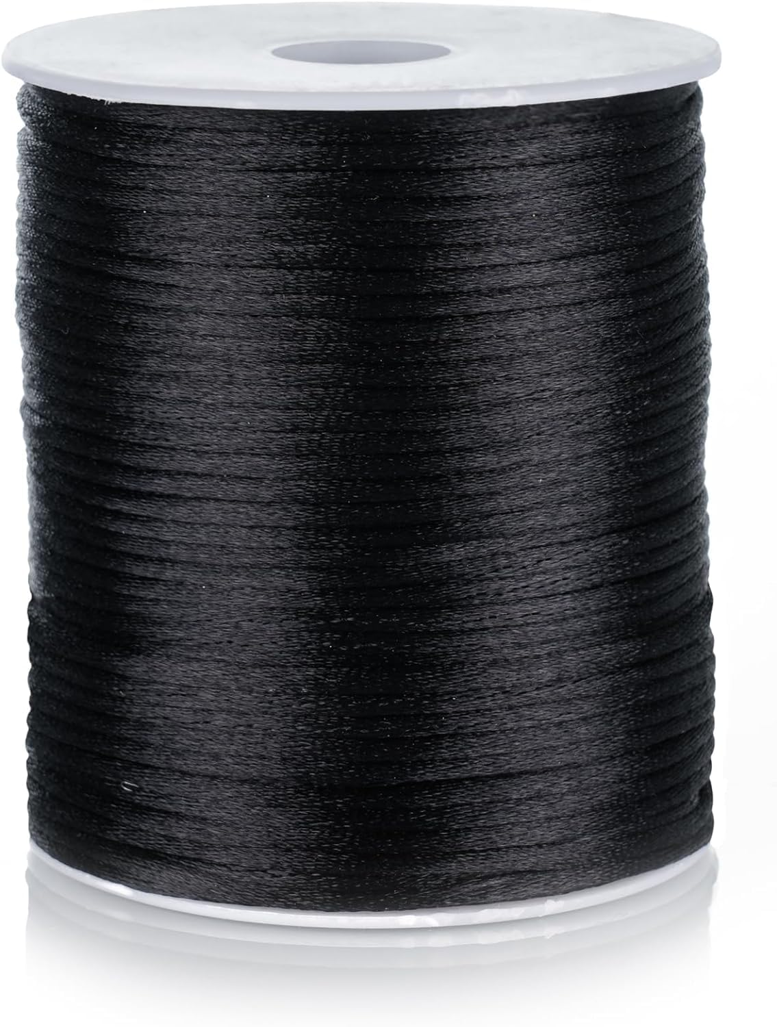 FQTANJU 2mm Nylon Satin Cord, 100 Yards Nylon Cord Satin String for Bracelet Jewelry Making Silky Rattail Macrame Trim Cord Necklace Bulk Beading Thread Kumihimo Chinese Knot Craft (Black)