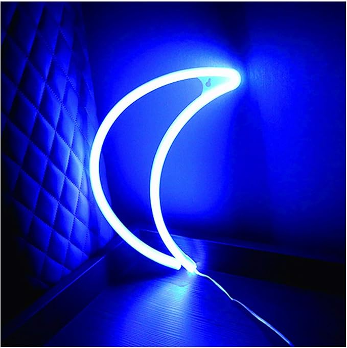 ADXOLE LED Neon Moon Lights,Creative Cute Moon Night Light LED Moon