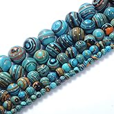 Natural Stone Beads 8mm Blue Malachite Gemstone Round Loose Beads Crystal Energy Stone Healing Power for Jewelry Making DIY,1 Strand 15"