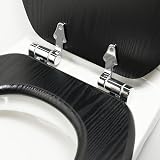 Tiger Blackwash MDF Toilet Seat Soft Close Quiet Adjustable Hinge Black view 4