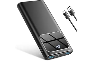Power Bank, Portable Charger 10000mAh with PD 15w Fast Charging, 4 Outputs 3 Inputs with Built in TypeC, USBA Battery Pack, C