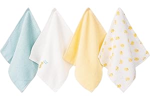 BEBE FAVOUR Baby Washcloths 4 Pack 100% Cotton Soft and Absorbent Terry Wash Cloths Wipes for Face Hand Body Burp Rag for Sensitive Skin Newborns Infants Toddlers 10" x 10"