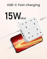 LENCENT 8-in-1 Extension Lead 4 Outlets USB-C 3 USB 1.8m Braided Cord view 3
