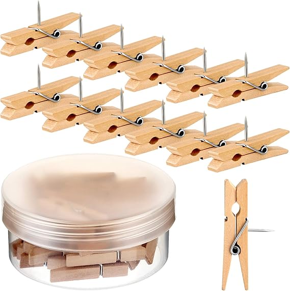 Wooden Clips Push Pins Clips Pushpin Tacks Wooden Crafts