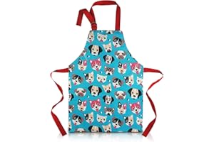 DINKY NINKY Dinky Dinky - Adjustable Waterproof Kids' Apron with Charming Dog Print - Durable PVC Craft & Cooking Apron for Young Chefs & Artists, Easy to Clean - Unisex Design