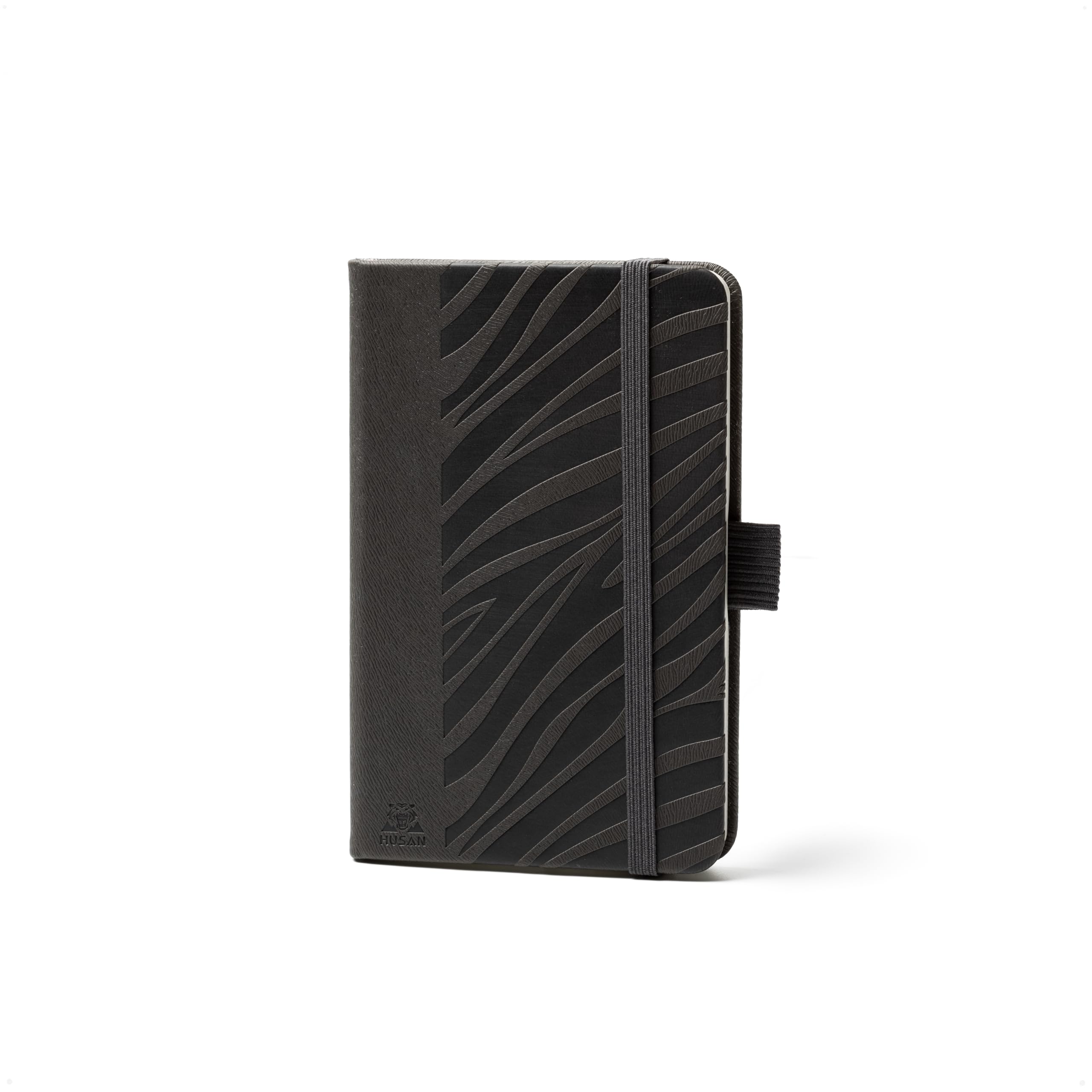 Photo 1 of HUSAN Journal Notebook Pocket Size - for Women Men, Leather Hardcover Thick Paper, Lined Grid Blank Page 128 Pages, 3.5" x 5.5", Black
