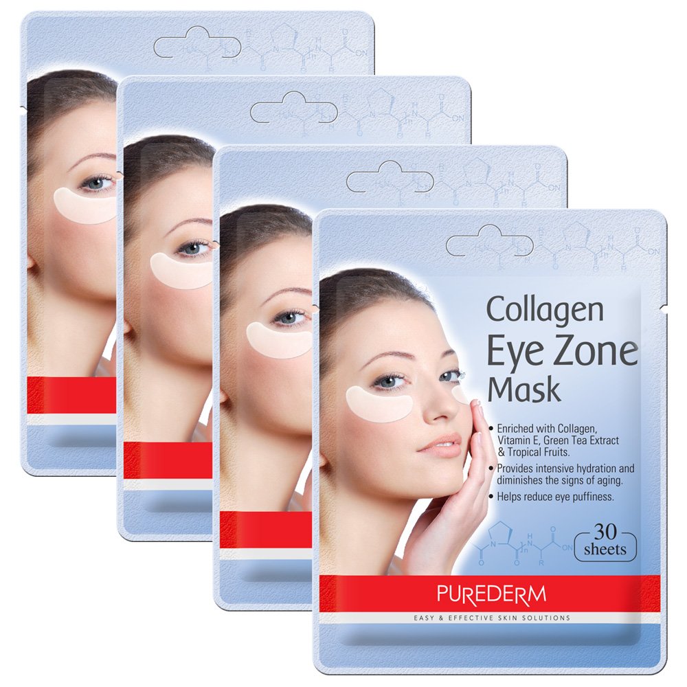 2 Pack Total 60(30 in each pack) Purederm Collagen Eye Zone Pad Patches Mask Wrinkle Care (2 Pack) : Beauty