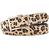EONTISO Women's Leopard Belt, Cheetah Print Animal Pattern, Gold Buckle, Fashion Accessory for Jeans Dress