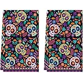 Artoid Mode Sugar Skull Day of The Dead Kitchen Towels Dish Towels, 18x26 Inch Daisy Flower Mexican Decor Hand Towels Set of 2