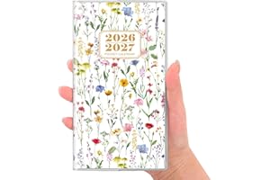 SKYDUE Pocket Calendar 2026-2027, Pocket Monthly Planner Jan 2026 - Dec 2027 for Purse, 6.7" X 3.7" 24-Month Small Planner, Academic Year Calendar, Compact Design with Plastic Sleeve