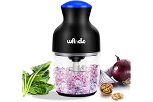 Wancle Food Processors, Multi-Functional Food Chopper, Meat Grinder & Veggie Chopper, Quiet, 600ML Glass Bowl Baby Food Maker, One-Touch Operation, 350W, Three-layer Blade (Black+Dark Blue)