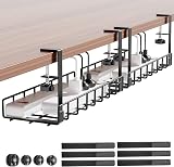 Xpatee Under Desk Cable Management Tray 2 Pack No Drill No Screws Black
