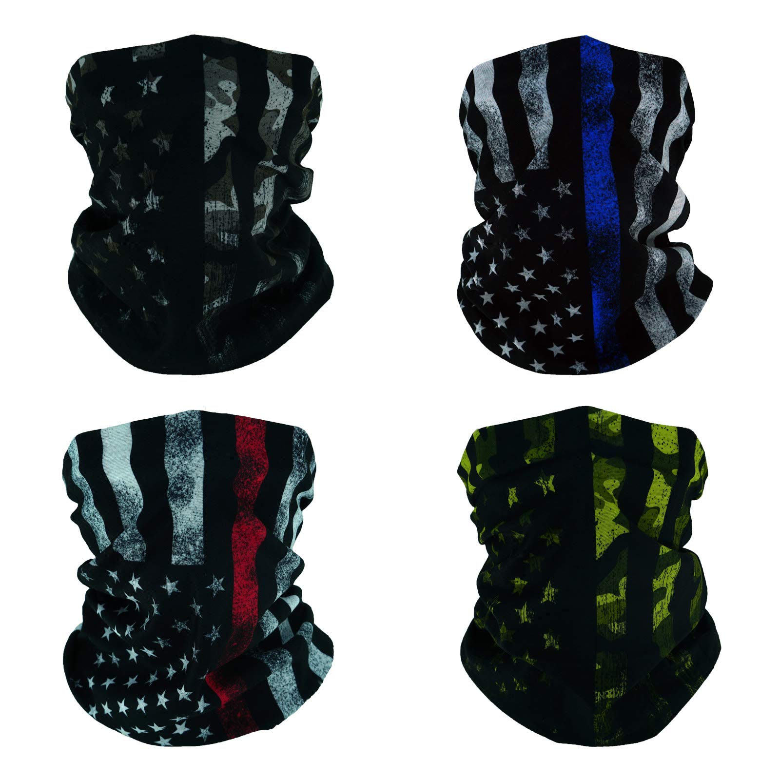 SMEHCF 4 US Flag Headband Bandana Balaclava Half Face Mask Shield Head Hair Scarf Neck Gaiter Hat Multipurpose For WoMen Men Breathable Reusable Washable Retro Black Blue