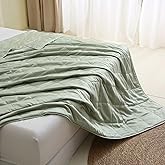 EP Mode Lightweight Quilt Blanket for Summer, Viscose from Bamboo Fabric & Filling, Natural, Breathable & Machine Washable- Sage Green, King
