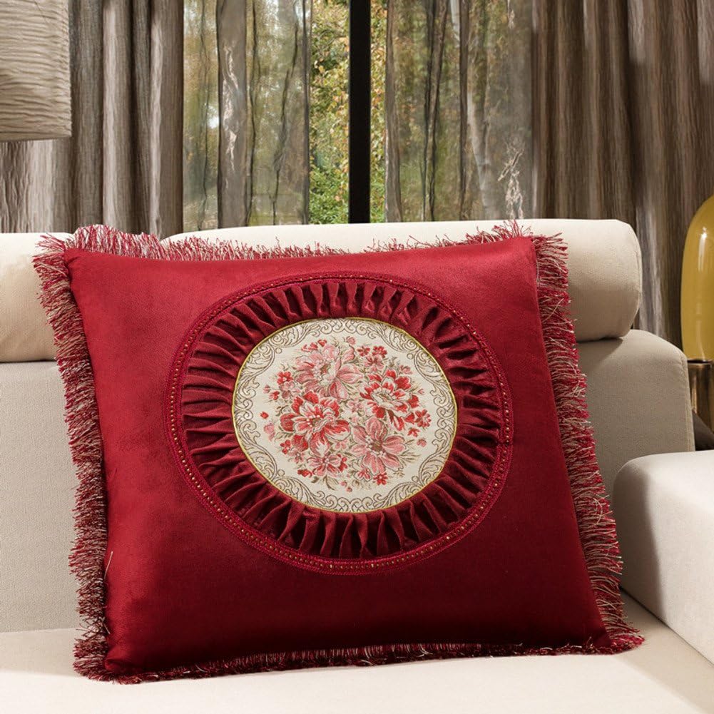 Sofa pillow cover/Continental fringed cushions bedside/Lumbar support office-E 50x50cm(20x20inch)VersionB