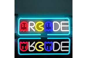 JANHUNE Arcade Neon Sign Gaming Neon Signs for Wall Decor Ghost Game Neon Lights LED Light Up Signs for Gaming Room Man Cave Bedroom Kids Room Neon Wall Light Gift for Arcade Gamer Teens