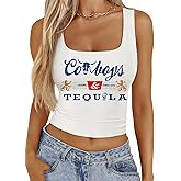 Western Cowgirl Tank Tops Women Country Music Crop Top Sleeveless Cowboy Graphic Cami Shirt