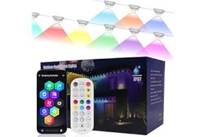 Aogled Permanent Outdoor Lights for House,100ft RGB+IC Smart Eave Lights with 60 LEDs,IP67 Waterproof,Remote/APP Control,DIY Scene Modes&Music Sync Lighting for Outdoor Christmas Decorations