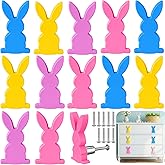 Kathfly 12 Pcs Easter Bunny Knobs Bulk for Drawer Cabinets Dresser Silicone Cute Knobs Covers Door Handle Animal Drawer Pulls