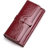 SENDEFN Wallets for Women Leather with RFID Blocking Trifold Credit Card Holder with ID Window Wallet