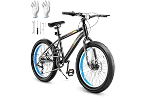 VEVOR Mountain Bike, 20 inch MTB Bicycle with 7 Speeds Shimano Twist Shifting, Comfort Saddle, Dual Disc Brakes, High Carbon 