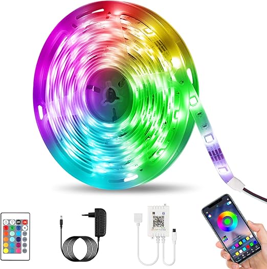 tiras led 5m otumixx luces led rgb 5050 con control remoto de 24 botones control bluetooth 16 milliones de colores 29 estilos tira led rgb para
