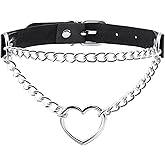 Quacc 1 PCS Heart PU Leather Choker Gothic Punk Rock Choker Adjustable Black Heart Pendant Chain Collar Necklace for Women