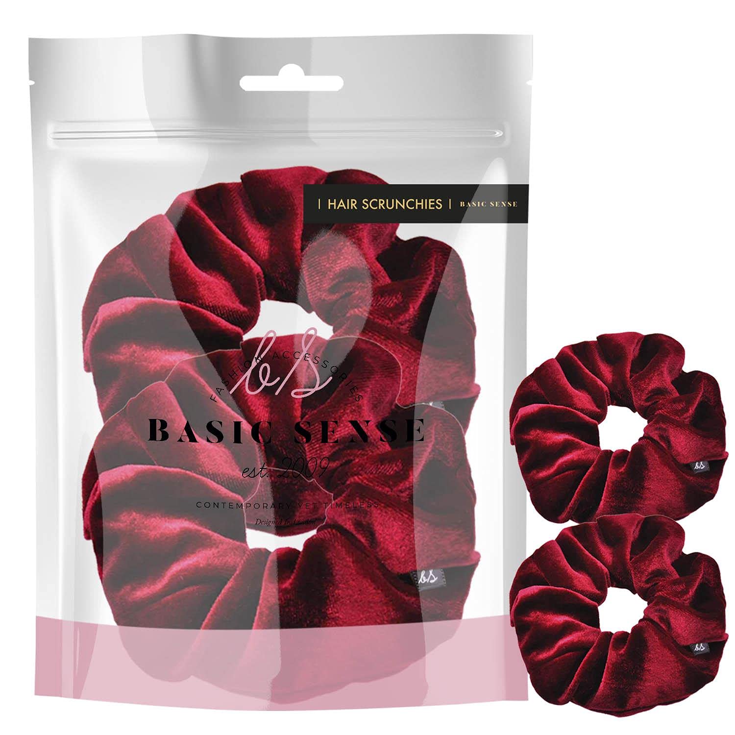 2 PCS Premium Large Hair Velvet Scrunchies Ties Bands Updo Ponytail Bobble Scrunchy Holder For Women Girl Kids, Burgundy