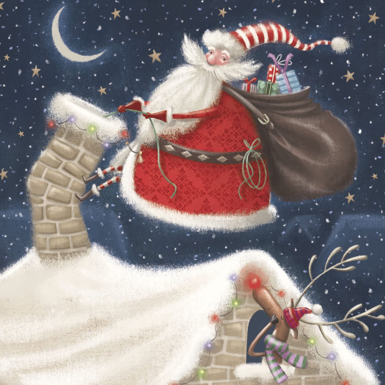 Pack of 8 Santa Climbing The Chimney RSPCA Charity Christmas Cards Xmas Cards 556990