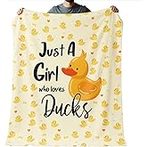 NaZaUK Cute Duck Throw Blanket for Kids, Duck Girl Gifts, Cozy Soft Kids Blanket, Just A Girl Who Loves Ducks Throw Blankets Bedding Decor for Couch Bed Chair 60"x50"