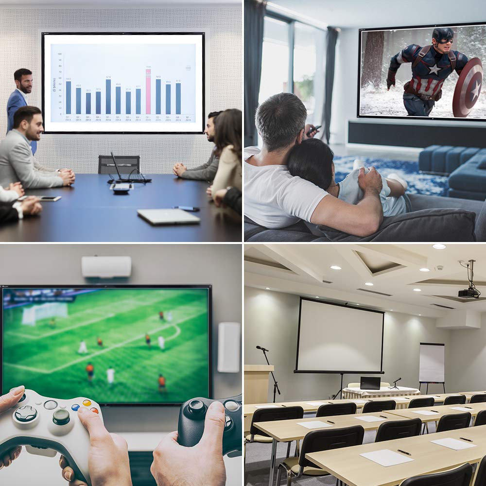 Projector Screen, 120 Inch Portable HD 16:9 Projection Screen Diagonal Foldable Indoor Outdoor Movie Screen with PVC Material