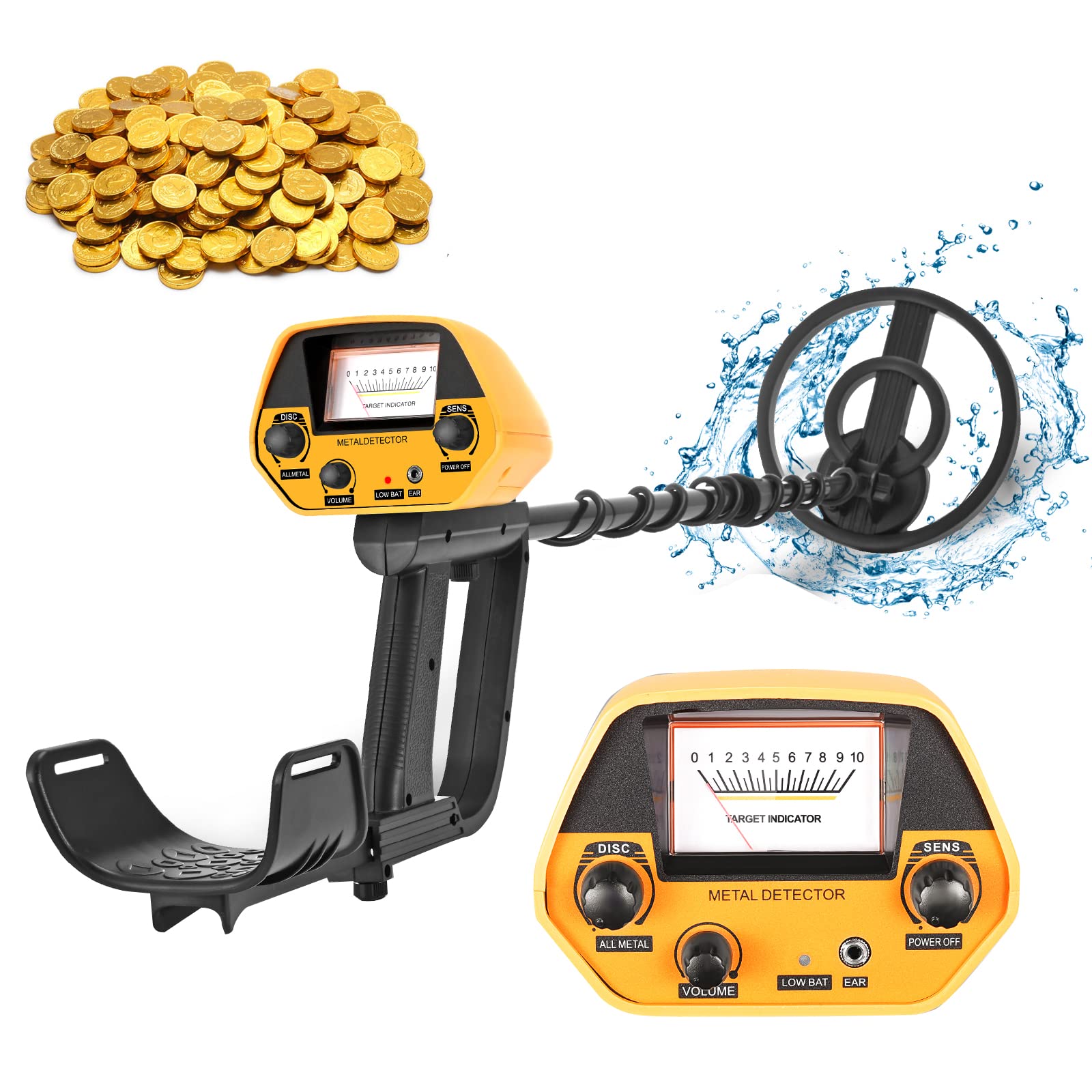 HIUYRFS Metal Detector, High Precision, Waterproof, Adjustable, LCD Discrimination, for Children and Adults