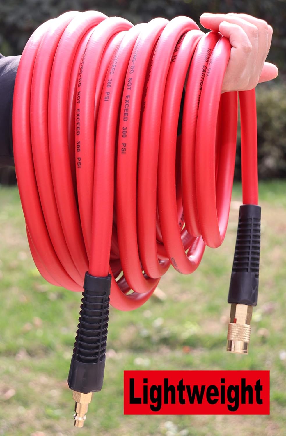 YOTOO Hybrid Air Hose 1/4-Inch by 100-Feet 300 PSI Heavy Duty, Lightweight, Kink Resistant, All-Weather Flexibility with 1/4-Inch Industrial Quick Coupler Fittings, Bend Restrictors, Red : Home Improvement