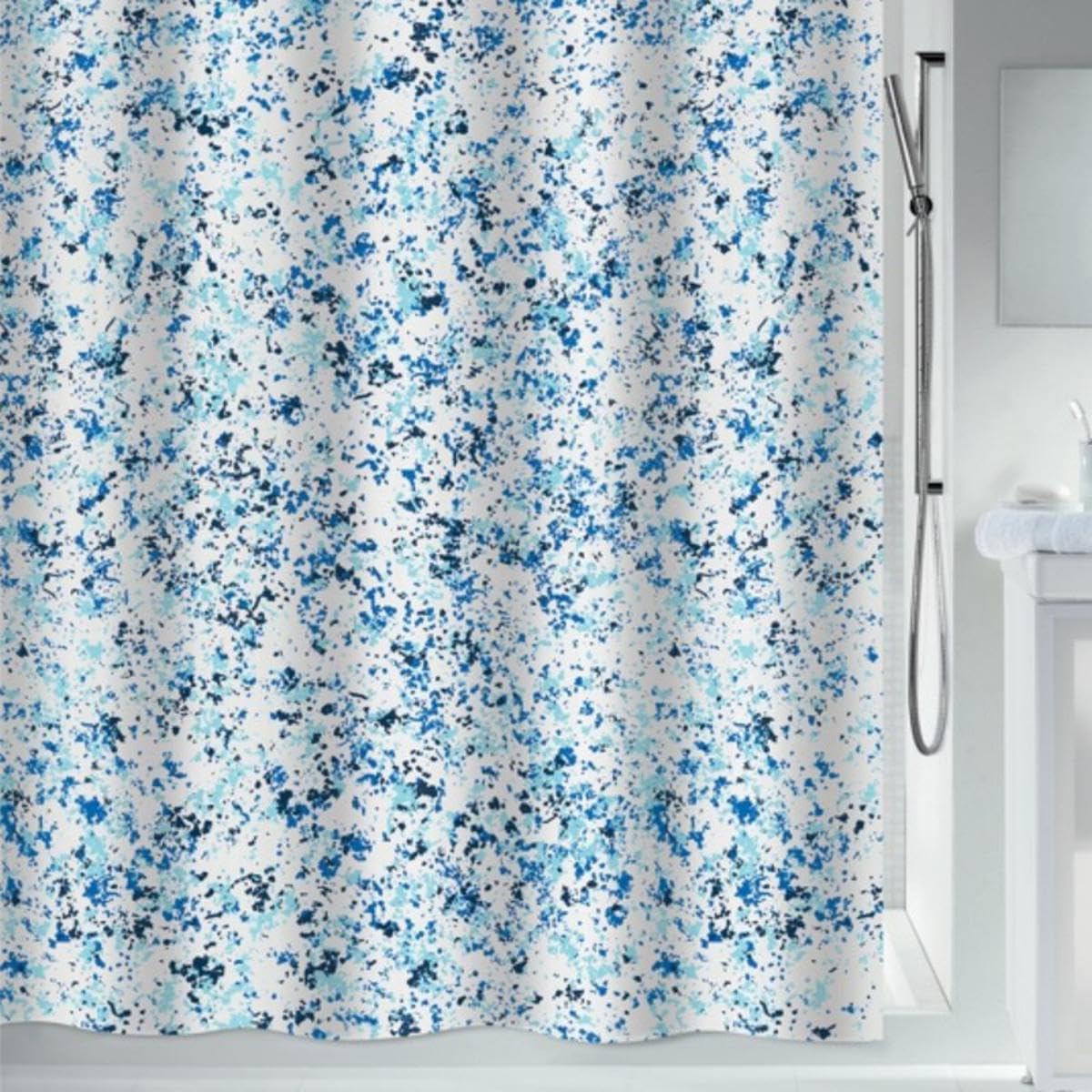 Spirella Anti-Mould Shower Curtain – Anti-Bacterial, Washable, Waterproof, Polyester, Vision, 180 x 200 cm, Blue
