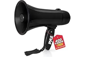 Pyle Megaphone, 20W Portable Bullhorn Speaker - Compact and Powerful Loud Speaker, Features Volume, Record, Siren and Music C