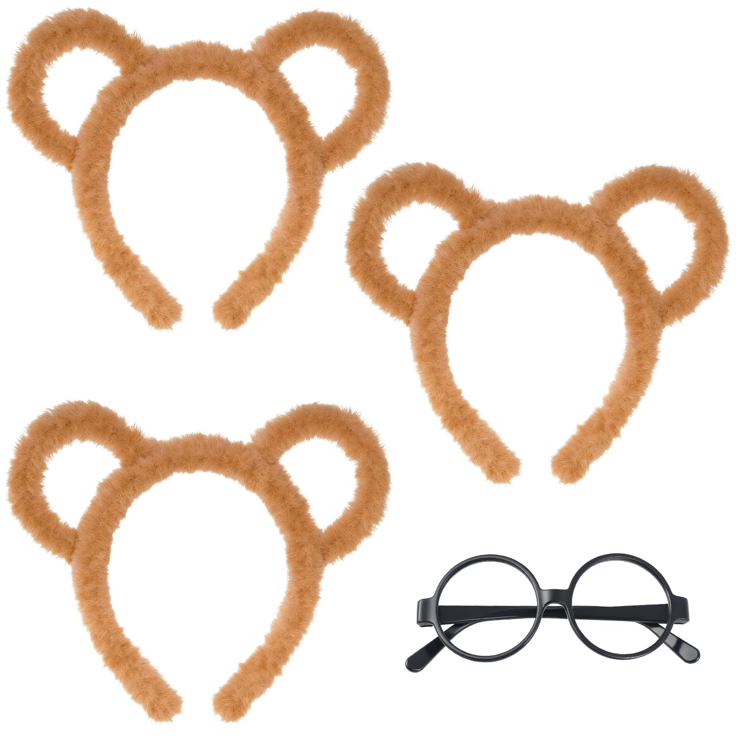 Photo 1 of **GLASSES MISSING** Costumes Accessories Set Ears Headband with Glasses for Alvin and The Chipmunks Costume fits Simon Women Girls Adult Kids fits Theodore Shirt Hoodie Sweatshirt Brown