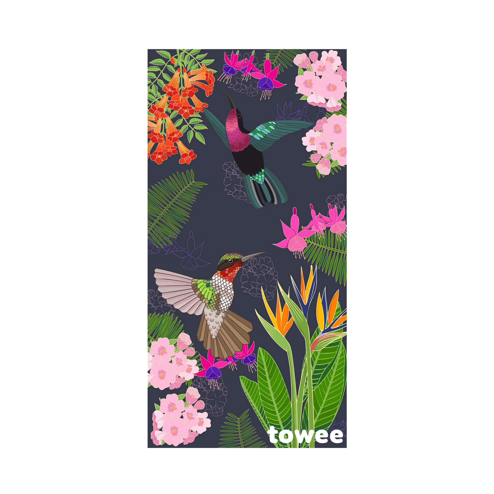 Towee Beach Towel, Microfiber Towel for travelling, Sports Towel with funny designs (Floral)