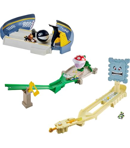 Hot Wheels Mario Kart – Castillo De Bowser Pista De Carreras Con Lanzadores Y Vehículo De Yoshi