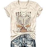 Retro Western Cowboy Shirt for Women's V-Neck Graphic Shirt Country Concert T-Shirt Summer Short-Sleeved Tees Tops