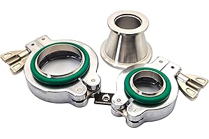 BROWNIAN MOTION TECHNOLOGY KF40 to KF25 conical Reducer, NW40 conical Reducer, SST Centering Ring, FKM O-Rings, Aluminum Wing nut Clamps Combo 7 Packages