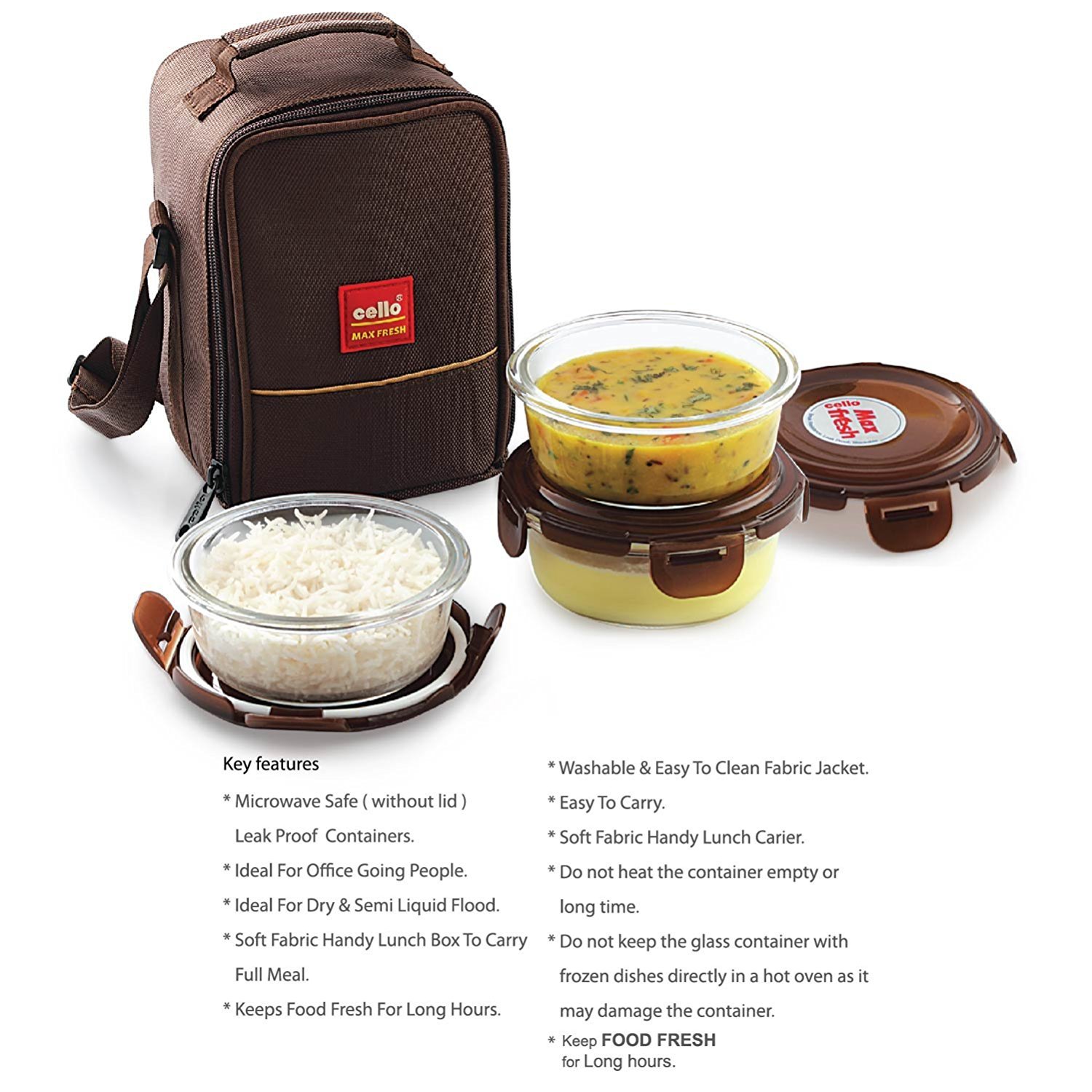 Cello Glass Lunch Box Set with Bag 350ml Set of 3 Clear