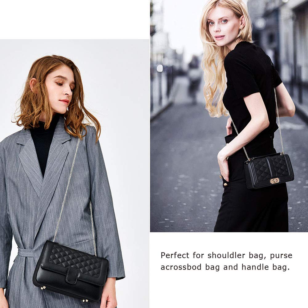 Lulupaxton Metal Bag Chain Replacement Strap with Two Clasps for Crossbody Leather Shoulder Bag,Purse,Women, Silver