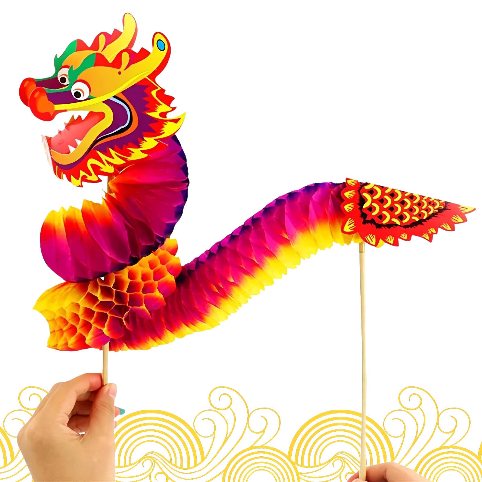 Ximinwzm 6 Pcs Chinese Paper Dragon Decor, Chinese New Year Decorations 2026, New Year DIY Paper Dragon Dance Garland, Spring Festival for New Year Party Supplies, Shadow Puppetry Gift Decorations
