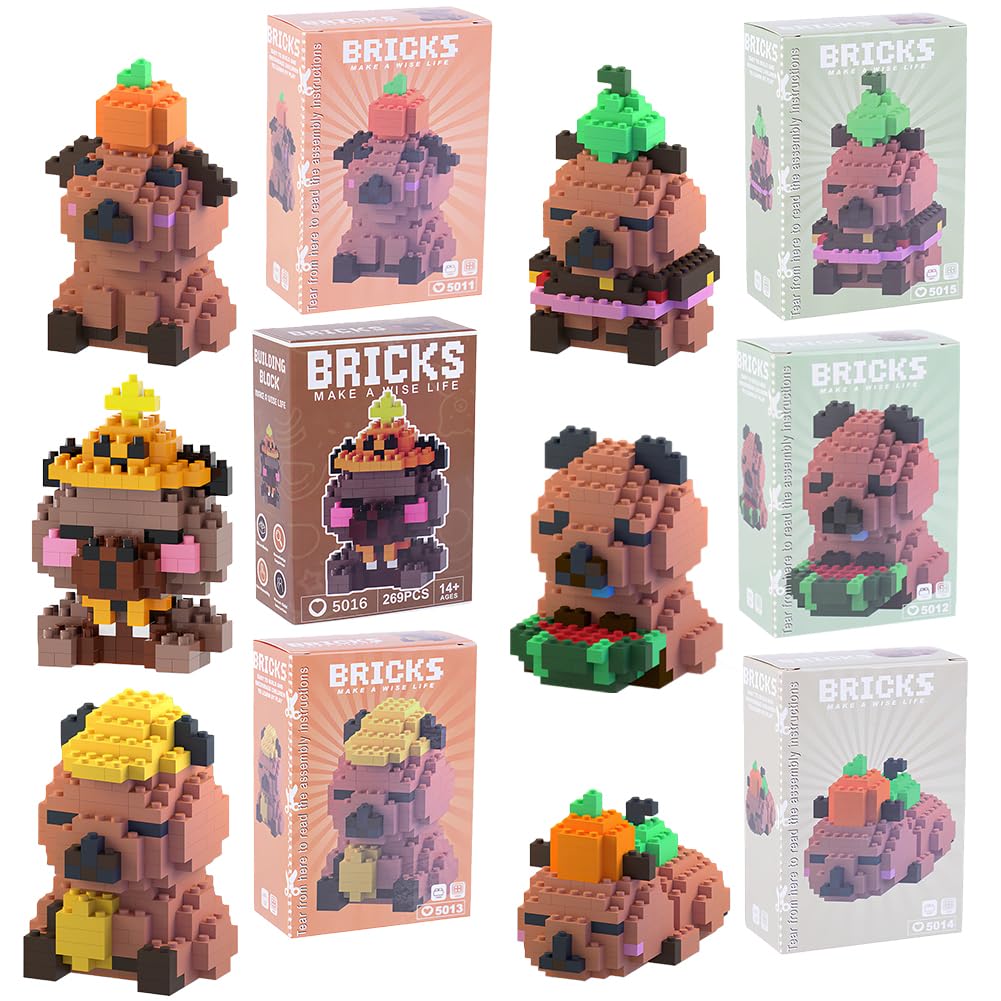 Capybar Building Blocks, Animals Mini Blocks kit 6pcs 3D Capybara Building Blocks Set, Creative DIY Toy for Stress Relief, Birthday Gifts