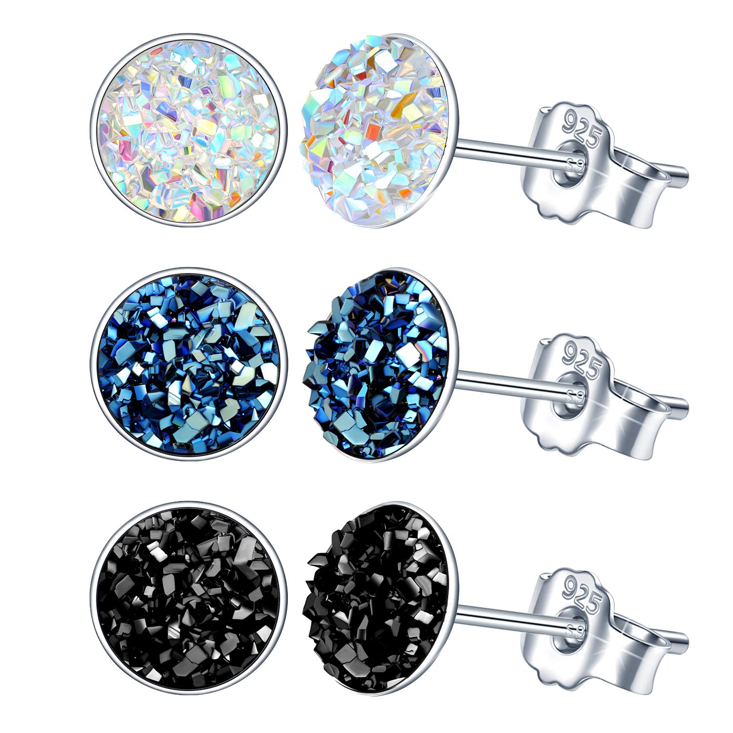 Yumilok ☆ Starry Night ☆ 3 Pairs Stud Earrings for Lady, Combination of Nature and Aesthetics, Shows Beauty of Harmony, Subtle and Glamorous Style