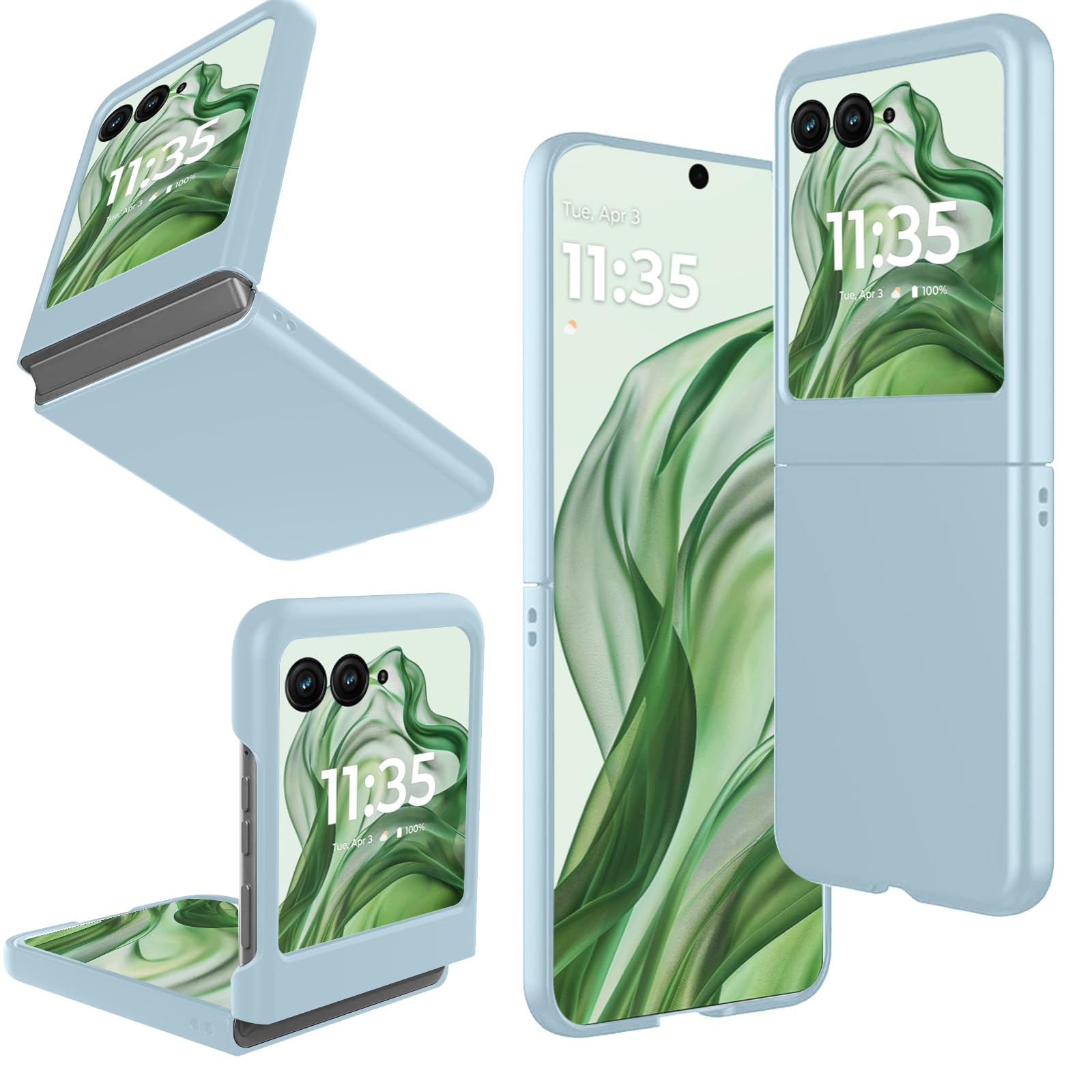 KZIOACSH Case for Motorola Moto Razr 50 Ultra, Ultra Slim Shock-Absorption Matte Hard PC Cover Case Drop Resistant Anti-Scratch Bumper Anti-Scratch Protective Tough Shell, Sky Blue