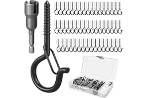 50 Set Q-Hanger Hooks for Outdoor String Lights, GIPTIME Ceiling Hook Screw Christmas Rope Light Clips, Fairy Lights Plants W