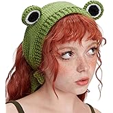 ClawsandPaws Handmade Crochet Green Frog Headband, Toad Earmuffs Anime Hairband Aesthetics, Cute Animal Costume Accessory