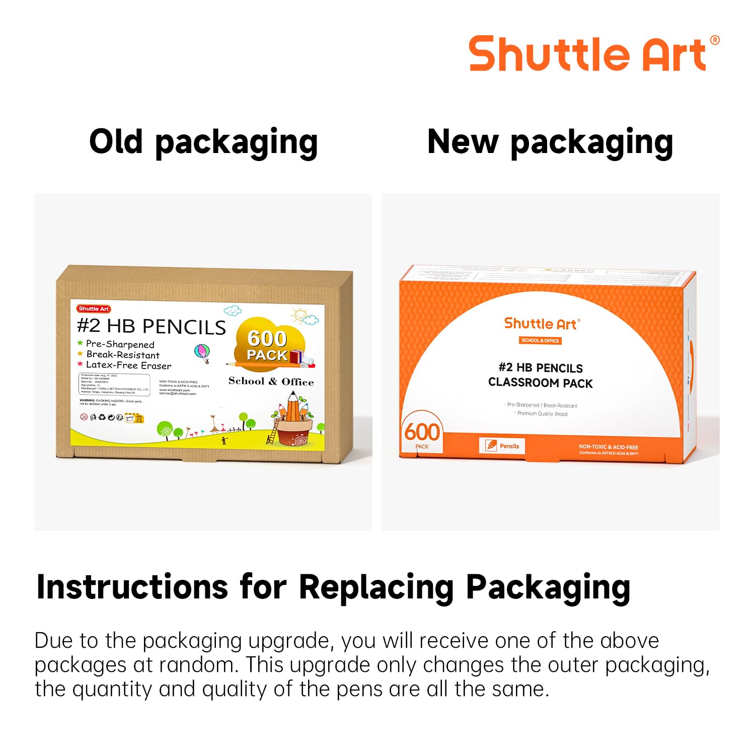 Shuttle Art Wood-Cased #2 HB Pencils, 600 Pack Sharpened Yellow Pencils with Erasers, Bulk Pack Graphite Pencils for School and Teacher Supplies, Writing, Drawing and Sketching